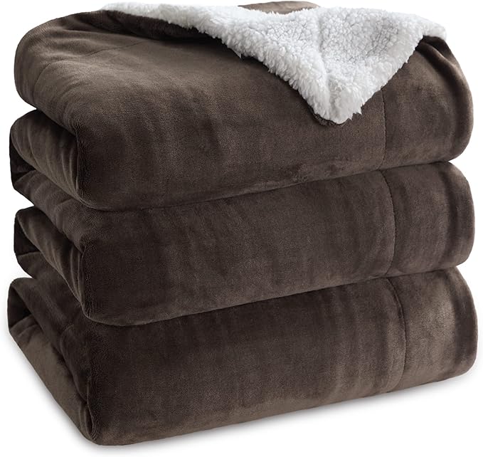 Bedsure GentleSoft Sherpa Fleece Blankets King Size for Bed - Thick and Warm Throw for Women and Men, Soft Fuzzy Plush King Blanket for Winter, Non-Heated, Brown, 108x90 Inches