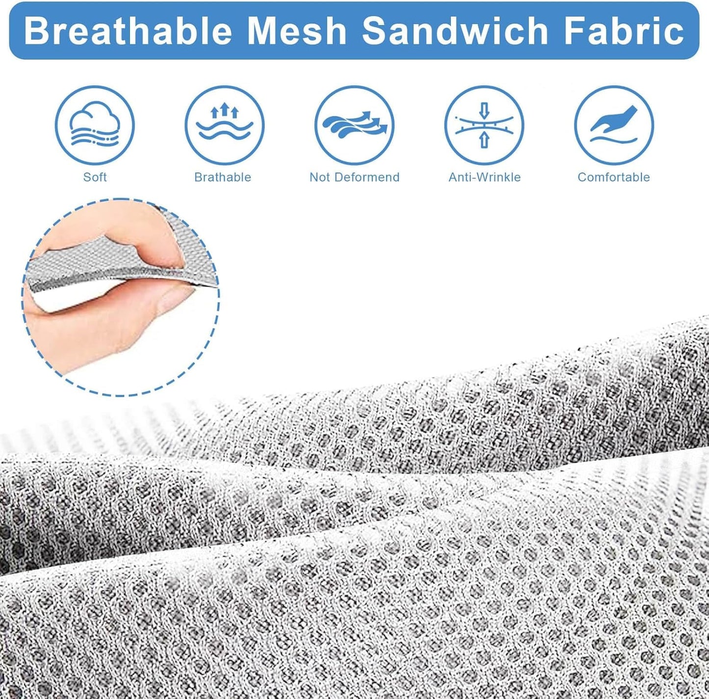 MOSNAI EZGO RXV Seat Cover, Golf Cart Front Seat Cover Fit for EZGO RXV OEM Ordinary Seat Cushion, Breathable Polyester Mesh Cloth and Leather Combination Appearance, No Need Detaching Armrests