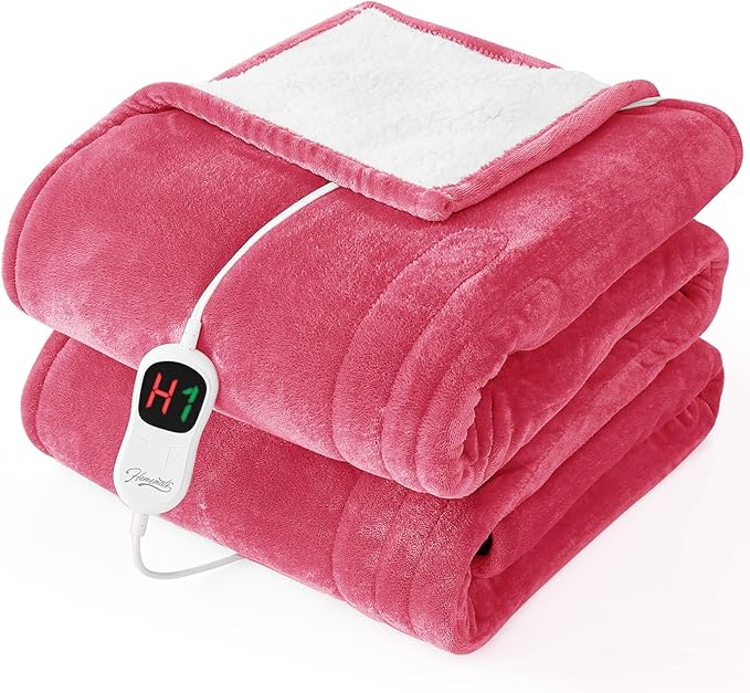 Homemate Electric Heated Blanket Full - 72"x84" Heating Bed Blankets Throw with 10 Heating Levels 8 Hours Auto Off Fast Heating Over-Heated Protection Ultra Soft Warm Flannel ETL Certified