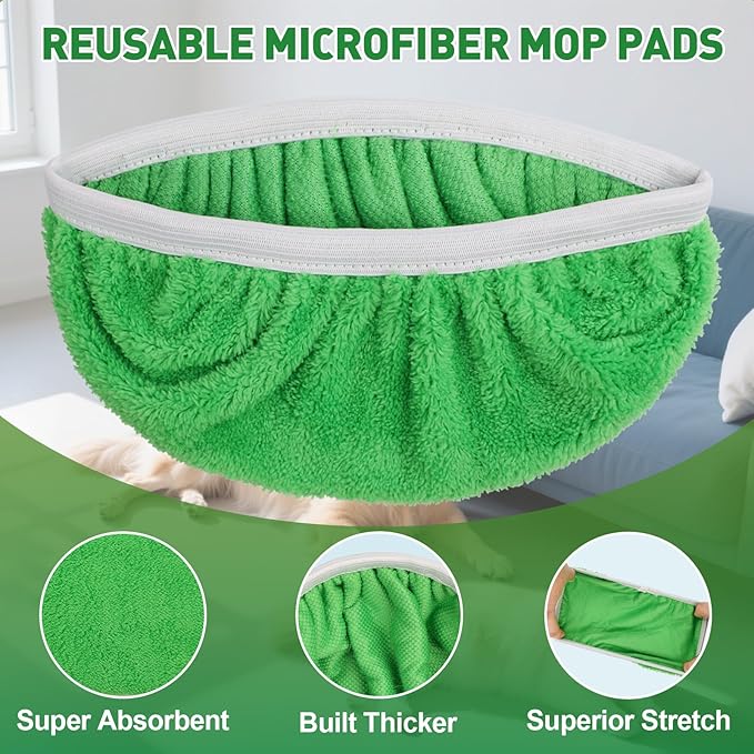 8 Pack Reusable Microfiber Mop Pads Compatible with Swiffer Sweeper, Machine Washable Microfiber Pads Refill for Wet & Dry Floor Cleaning, Mopping Pad Refills Fits Hardwood, Marble, Tile & Laminate