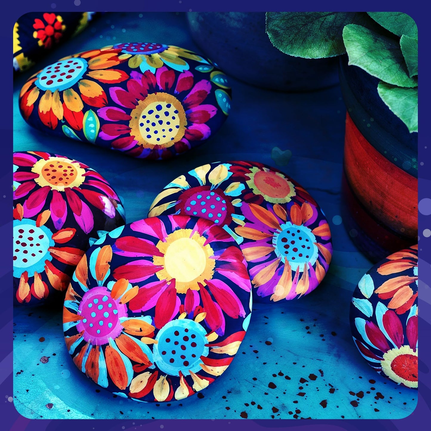Rock Painting Kit for Kids 6-12 - 90+ Pcs Arts and Crafts Kit for Kids Painting - 10 White Rocks, 12 Paint Colors, Glitter Glue, Googly Eyes & More - Rock Art Supplies- DIY Arts & Crafts Easter Gifts