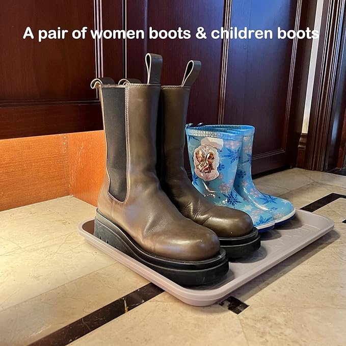 Boot Tray for Entryway Indoor, Heavy Duty Shoe Mat Tray 2 Packs, 16.7"x12.8" Waterproof Shoe Trays with Raised Edge, Outdoor Multi-Purpose Mat for Boots, Shoes, Garden