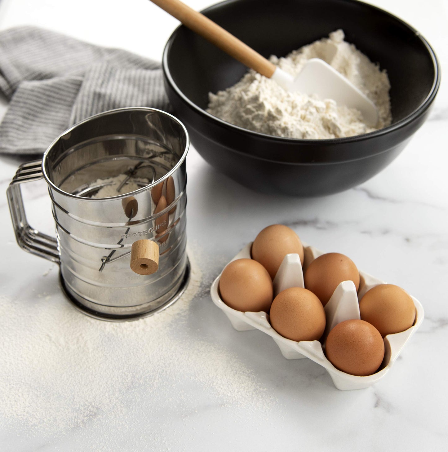 Nordic Ware Flour Sifter, 3-Cup Stainless Steel Flour Sifter, Rotary Design, Baking Accessories For Sifting Dry Ingredients & Powdered Sugar