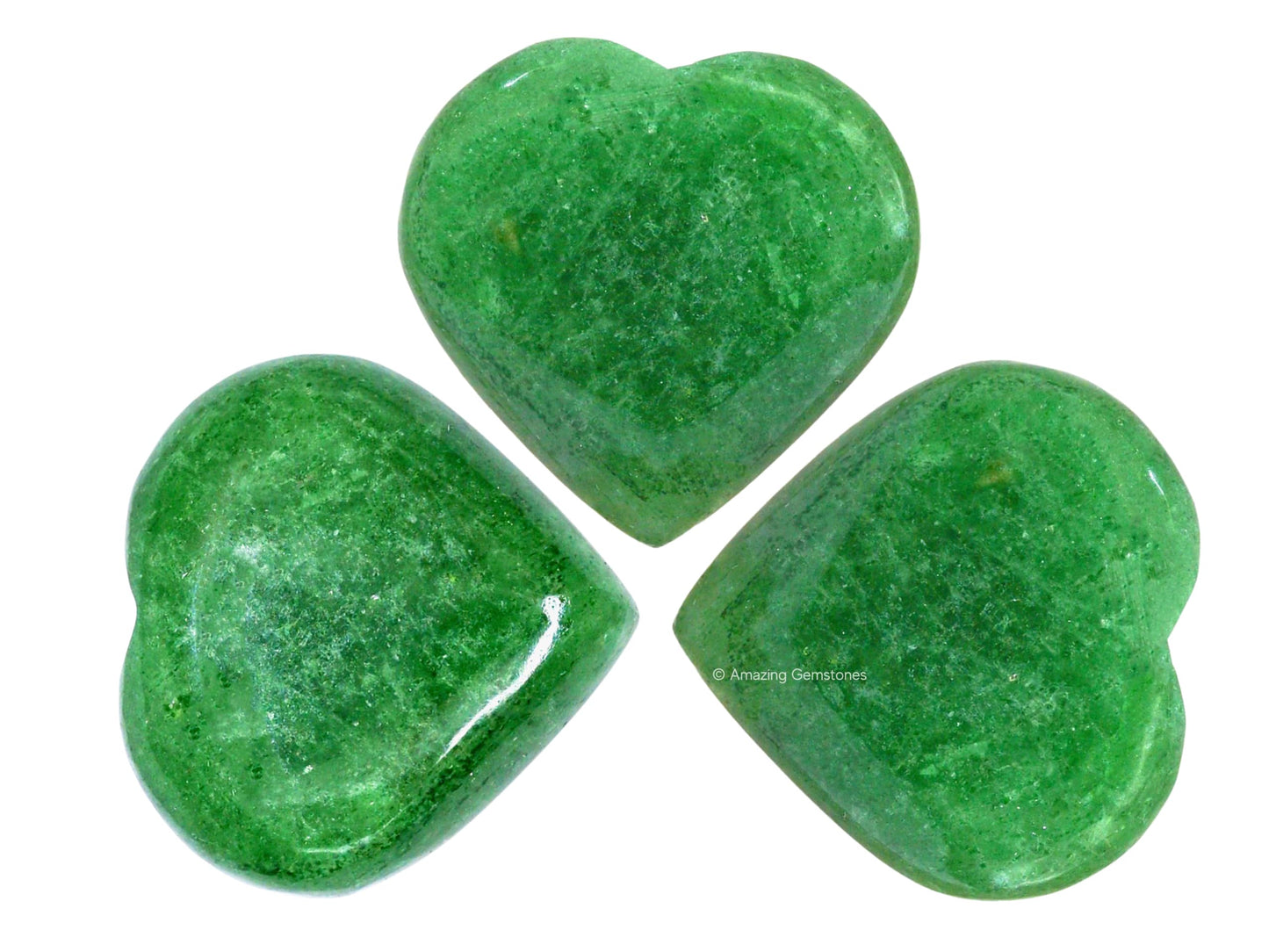 Amazing Gemstone Green Strawberry Quartz Crystal Heart Palm Stone - Pocket Massage Worry Stone for Natural Body Chakra Balancing, Reiki Healing and Crystal Grid