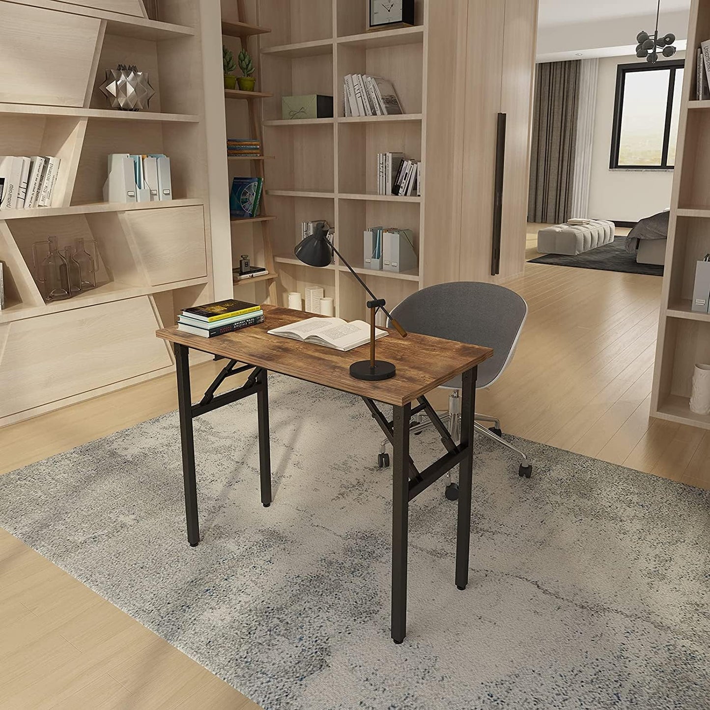 Need Small Desk 31 1/2" No Assembly Foldable Writing Table,Sturdy and Heavy Duty Folding Computer Desks for Small Space/Home Office/Dormitory AC5FB(80 * 40)