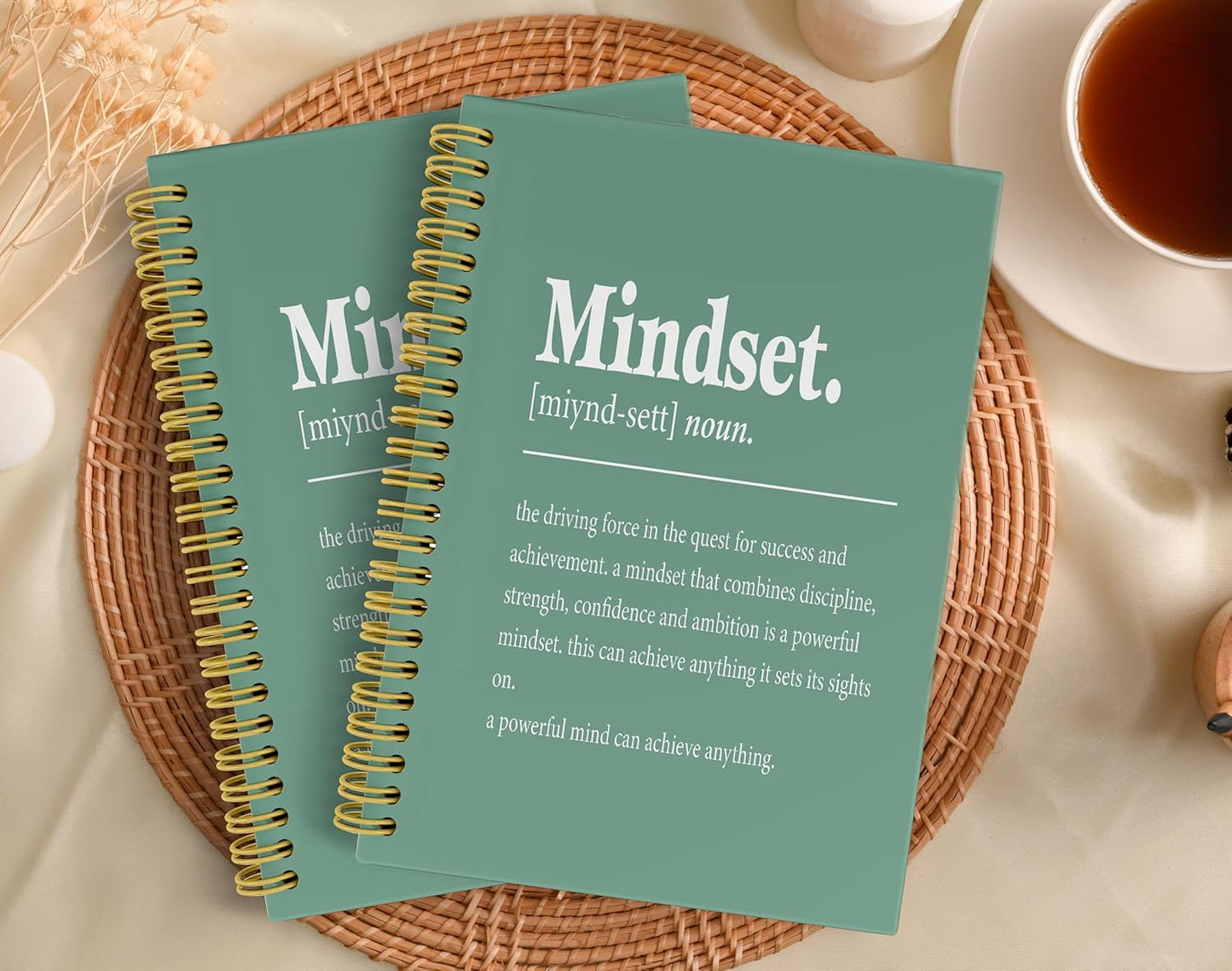 Knibeo Mindset Inspirational Notebooks Journal - Anti Anxiety Notebook, 5.5×8.3 Inch Inspirational Spiral Bound Notebook with 164 Pages, College School Supplies(green)