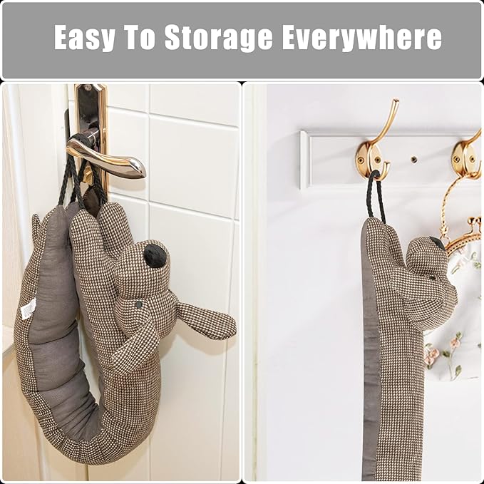 Marwood Under Door Draft Stopper Decorative Wind Stopper 42 inch for Door & Window, Weighted Animal Air Draft Stopper Snake Noise Blocker for Bottom of Door with Hanging Loops - Brown Dog