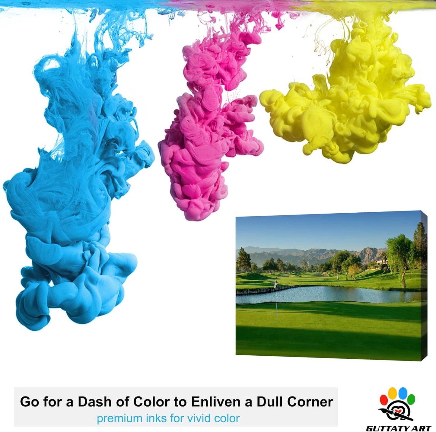 GUTTATY Golf Course Wall Art, Golf Pictures Posters Canvas Print Wall Decor for Golfer's Man Cave Home Ofice Ready to Hang (24x36 Inches)