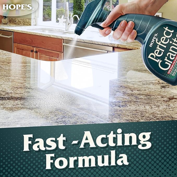HOPE'S Perfect Granite & Marble Countertop Cleaner, Stain Remover and Polish, Streak-Free, Ammonia-Free, 22 Ounce, Pack of 1