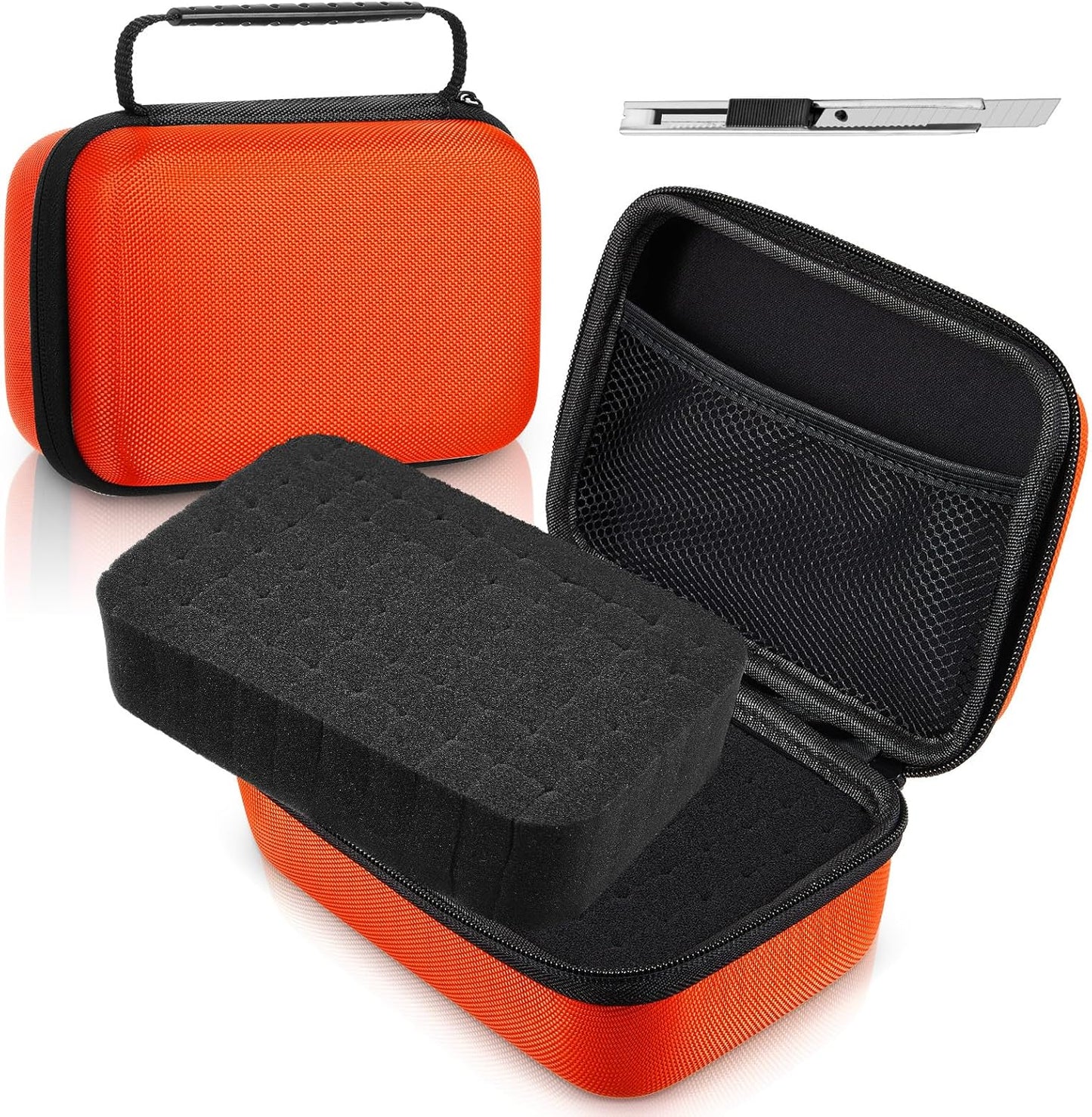 EVA Hard Case with Customizable Foam Protective EVA Carrying Case Shockproof Outdoor for Camera, Digital Products, Electronic Instruments with Knife(Orange,12.6 x 12.2 x 3.5 Inch)