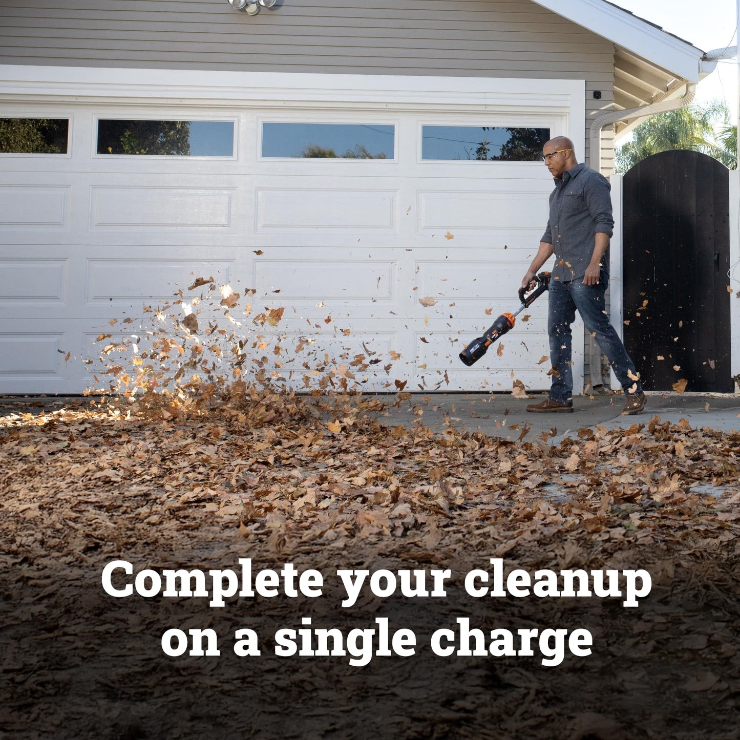 WORX Nitro Cordless Leaf Blower, Electric Blower with 410 CFM & 130 MPH, Blowers for Lawn Care with 3.8 Lbs, 4.0 Ah Battery & Charger Included, WG543