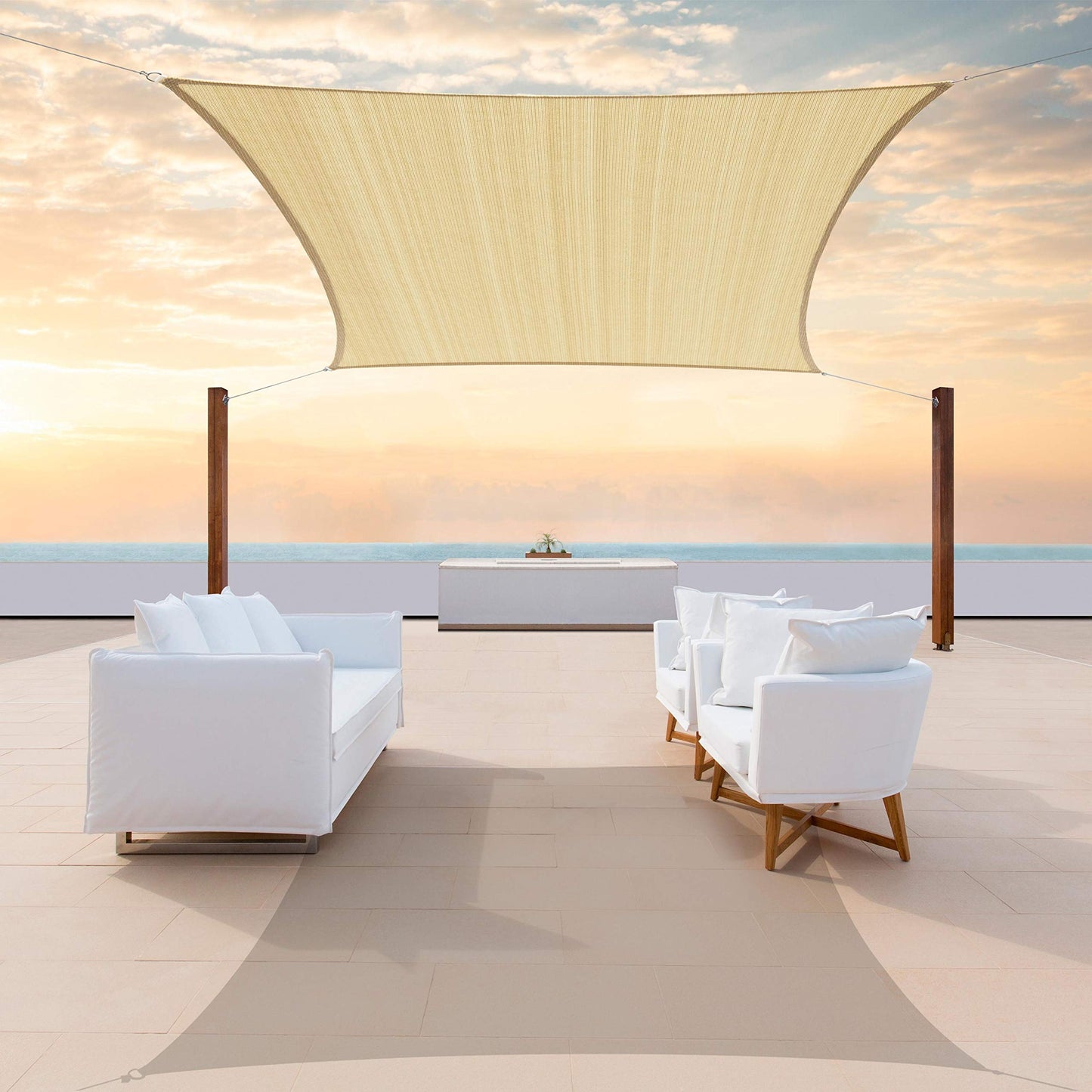 ColourTree 14' x 20' Beige Sun Shade Sail Rectangle CTSLR1420 - Canopy Mesh Fabric UV Block UPF50 - Commercial Heavy Duty - 190 GSM - 3 Years Warranty (We Make Custom Size)