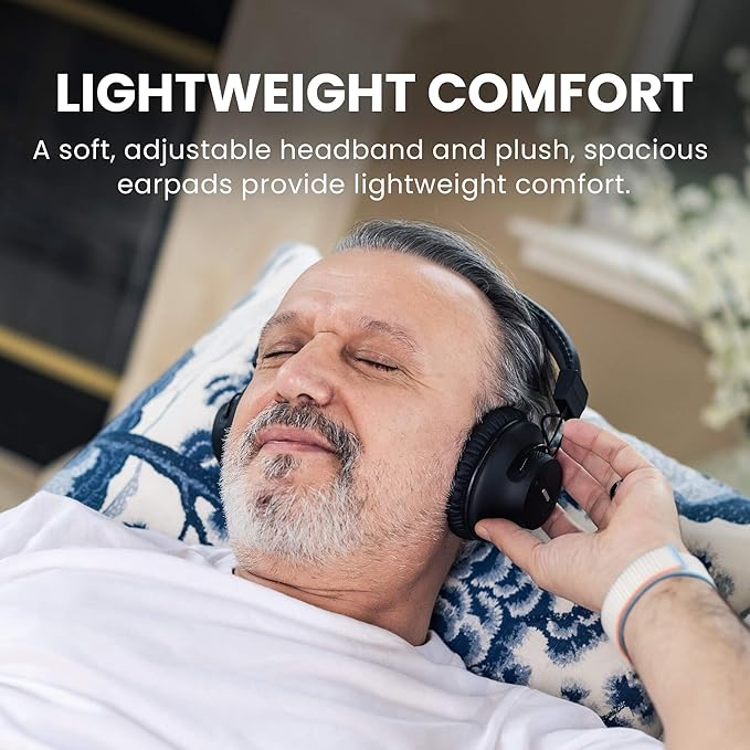 Avantree Audition 3 - Bluetooth Over-Ear Headphones with Wireless Charging Dock, 50H Battery, aptX-Adaptive, Clear Voice, Compatible with Bluetooth TVs