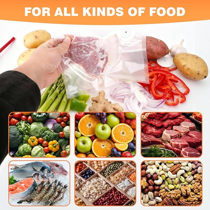 Vacuum Sealer Bags for Food Compatible with Feppo – 34 Pcs (3 Sizes: 11.8"x13.4", 10.2"x11", 8.3"x8.7"), BPA-Free Reusable Zipper Bags with 4 Seal Clips for Sous Vide, Cooking & Freezer Storage