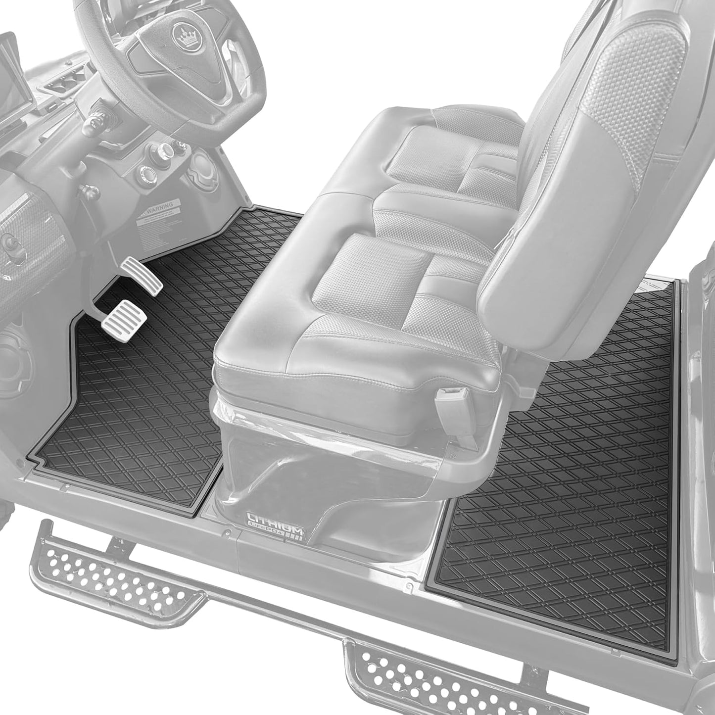 Xtreme MATS Evolution D5 Golf Cart Floor Mat Set- Rubber Double Diamond Design - Fits DMAX, GT 4 & 6, D5 4F (4 Forward Facing) Including Evolution Maverick and Ranger Trims (Grey Trim)