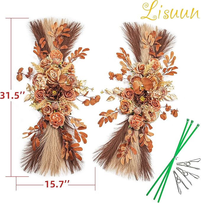 Wedding Arch Flowers, Artificial Flowers for Decoration, Large Flower Swag for Boho Styles Wedding Ceremony Floral Decor - Pack of 2