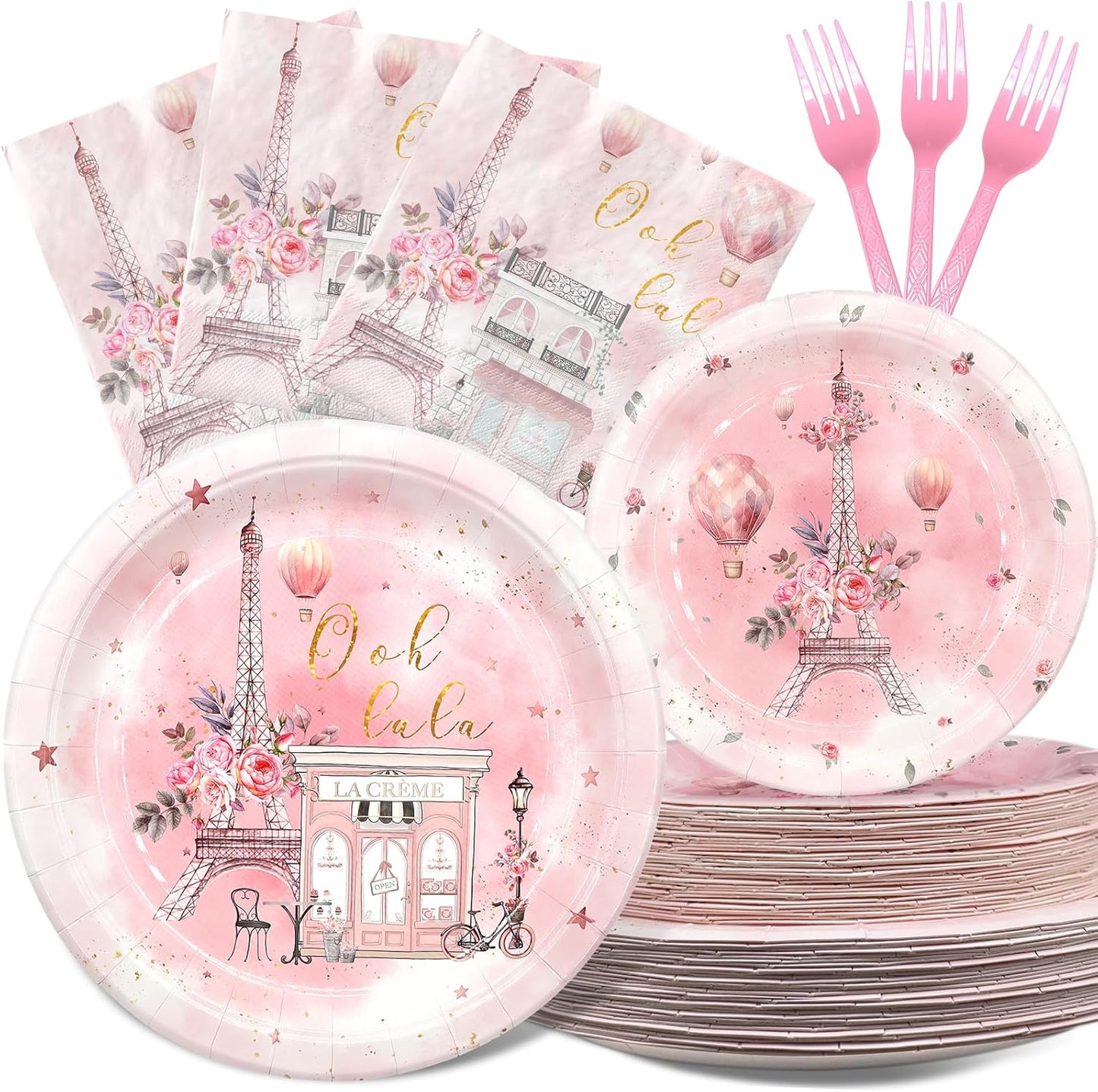 Paris Party Decorations Set - Fun Parisian Party Favor for a Magical Celebration - Disposable Paris Party Supplies for Birthdays and Events