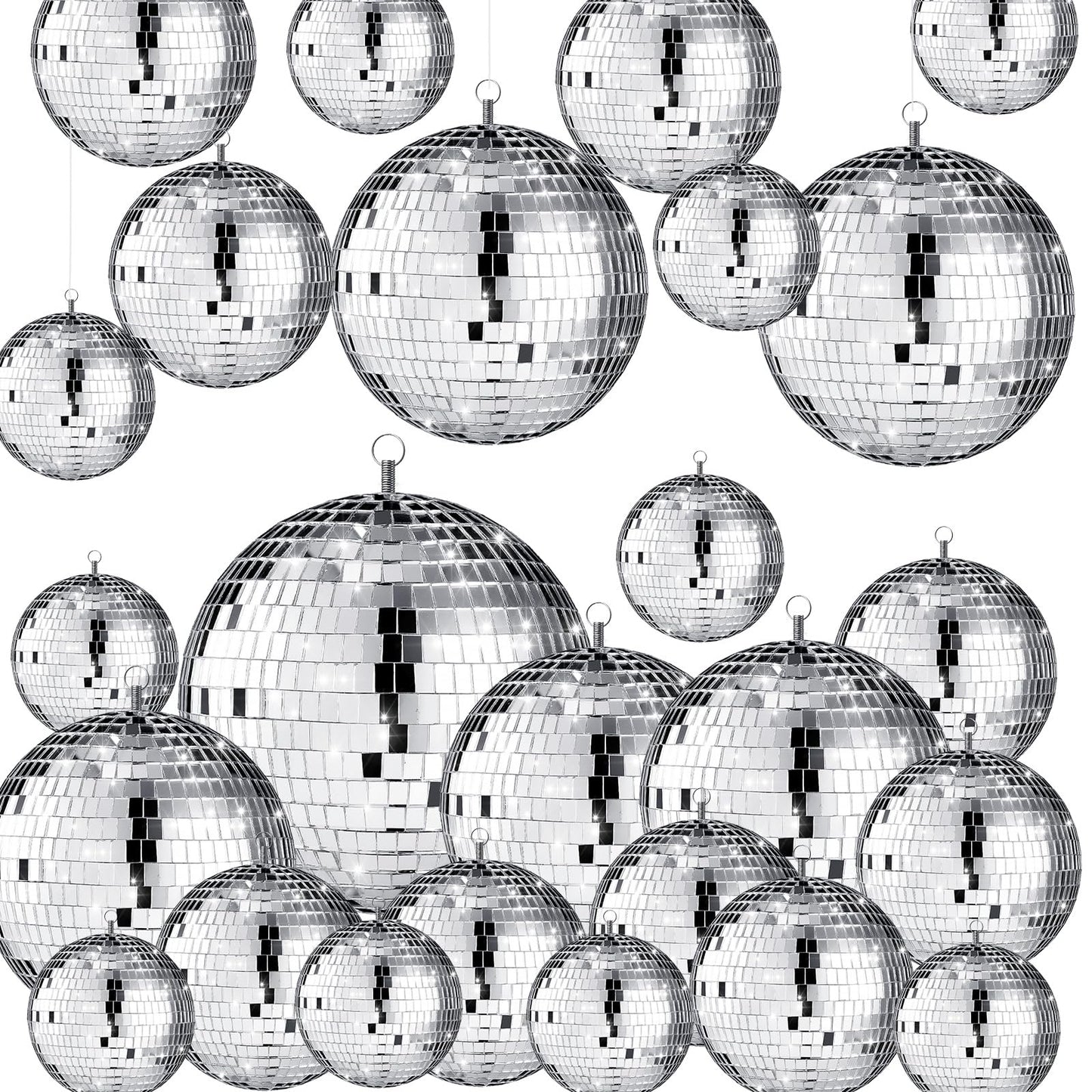 Sumind 25 Pcs Disco Balls Decor Disco Balls Silver Hanging Decorations Reflective Mirror Ball Wedding Dance And Music Festivals