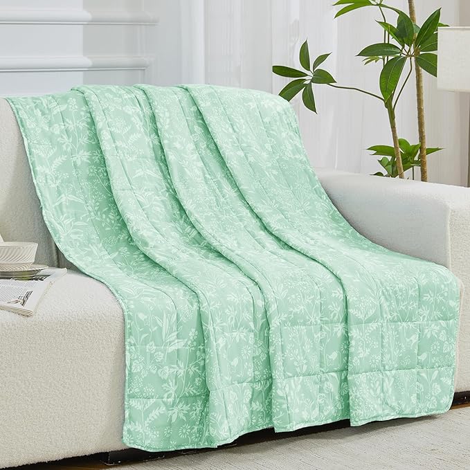 yescool Weighted Blanket for Adults (20 lbs, 60” x 80”, Cerulean) Cooling Heavy Blanket for Sleeping Perfect for 190-210 lbs, Queen Size Breathable Blanket with Premium Glass Bead, Machine Washable