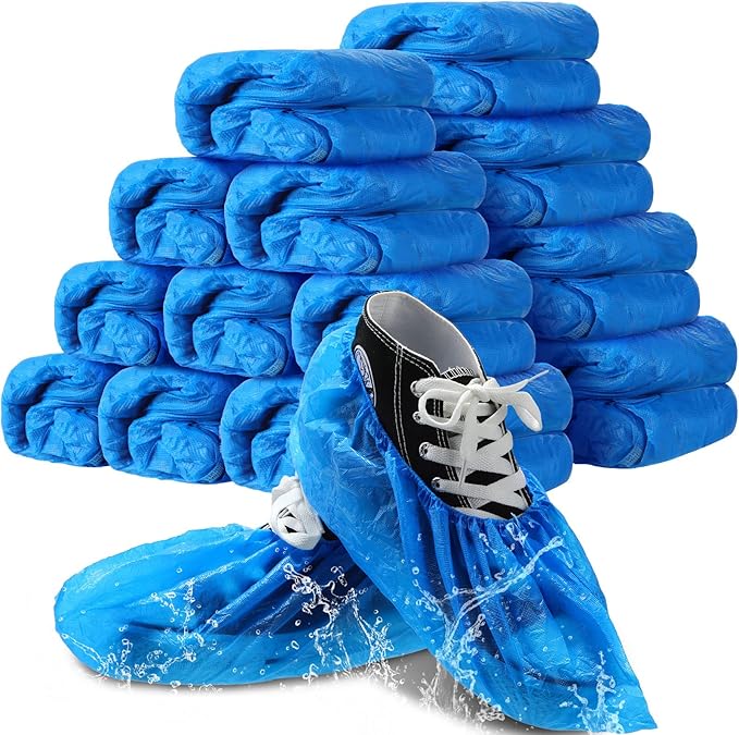 1000 Pcs Disposable Shoe Covers Boot Cover Waterproof Non Slip Shoe Protector Booties Covers for Indoor Carpet Floor Workplace Protection, One Size Fit Most(Blue)