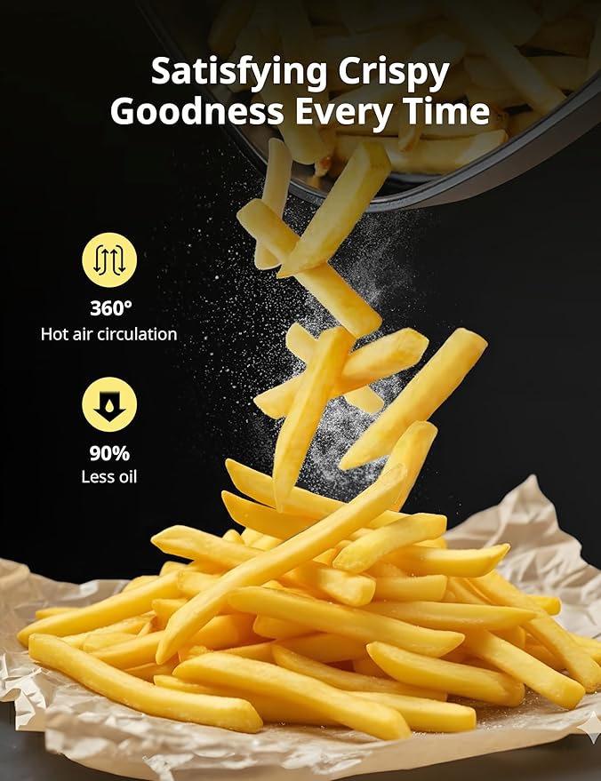 COMFEE' 2.2 Quart Compact Digital Air Fryer with Touch Screen, 360-Degrees Hot Air Circulation, Ceramic Basket, and 4 Cooking Presets