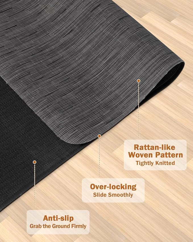 Blvornl Office Chair Mat for Hardwood Floor, 50"*63" Desk Computer Chair Mat for Hard Wood, Large Anti-Slip Hard Floor Protector for Rolling Chair, PVC Desk Rug for Office Black