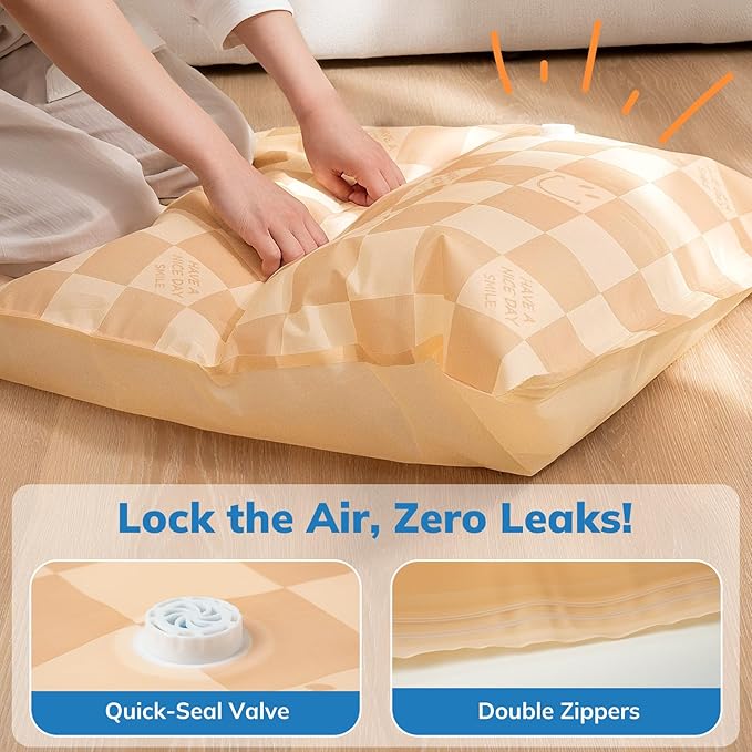 Oxford Cloth Vacuum Storage Bags- Space Saving Compression Bags for Clothes, Bedding, Dust & Moisture Proof (2 Medium Pack + Electric Pump)