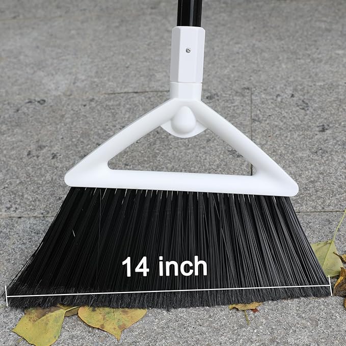 3 Pack Outdoor Indoor Broom, Brooms for Sweeeping Indoor, Heavy-Duty Kitchen Broom with Long Pole, Angle Broom White for Garages Restaurant Courtyard Office Slidewalk Lobby Sweep Dust