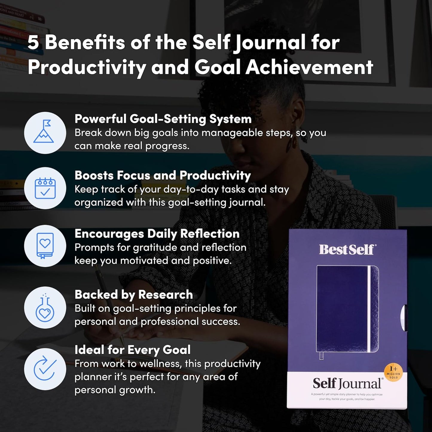 BestSelf 13-Week Self Journal & Goal Planner – Undated Daily ADHD-Friendly Journal for Men & Women | Productivity, Gratitude, Reflection & Habit Tracker | 2025 Life Organizer with Prompts, Coral