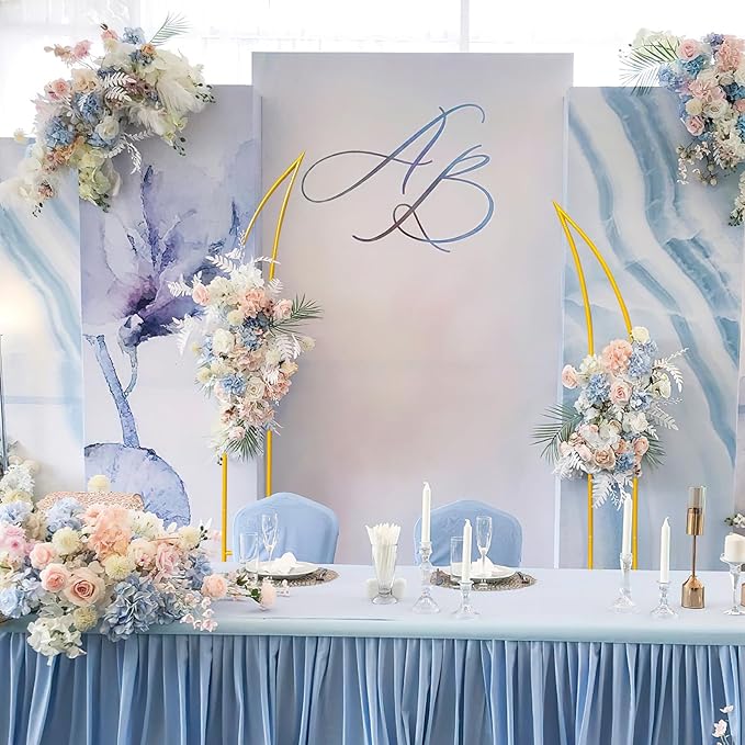 Gold Curved Wedding Arch Backdrop Stand,Half Moon Arch Balloon Stand for Wedding Party Baby Shower Birthday Ceremony Christmas Decoration