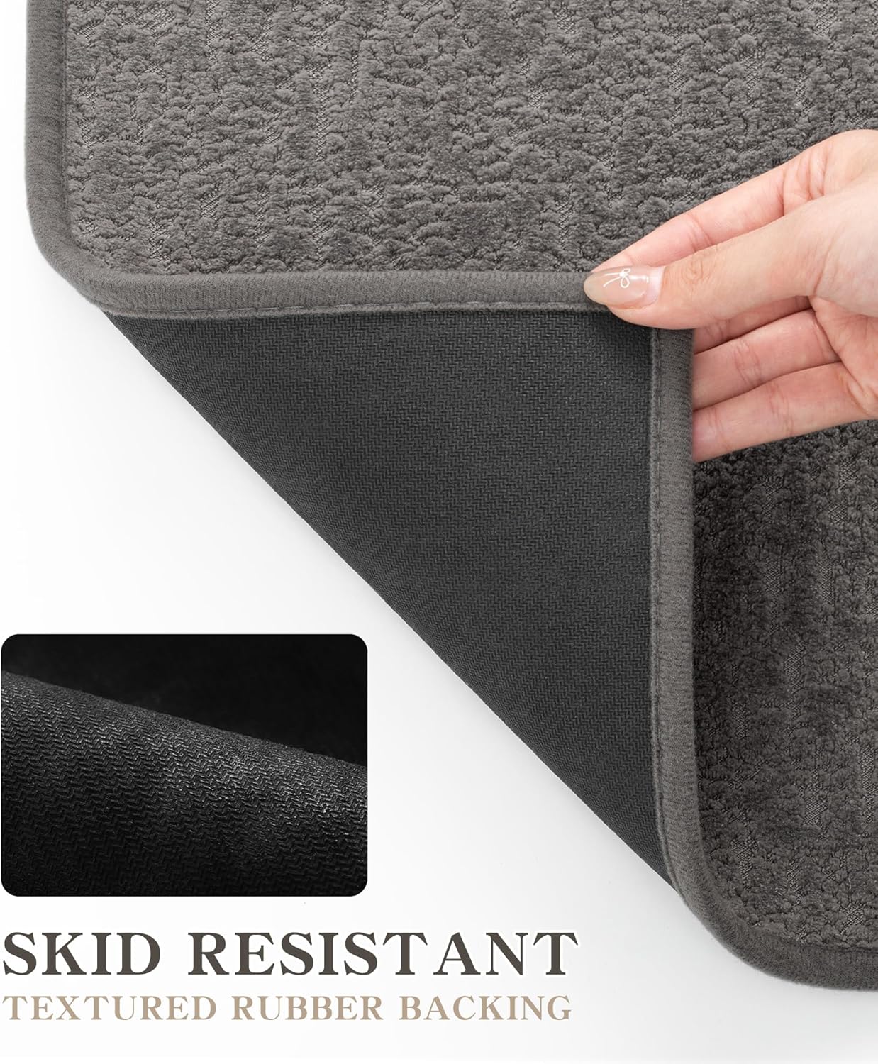 chakme Bathroom Rugs Mat 36x24, Ultra Thin Non Slip Bath Mat Quick Dry Absorbent Bath Mat for Bathroom Floor, (Dark Grey, 36"x24")