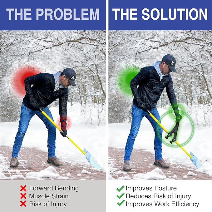 Universal Handle Attachment for Snow Shovel, Weedeater, String Trimmer, Rake & More | Versatile Ergonomic Back Saving Attachment for All Gardening Tools | Made in The USA (2 Pack)