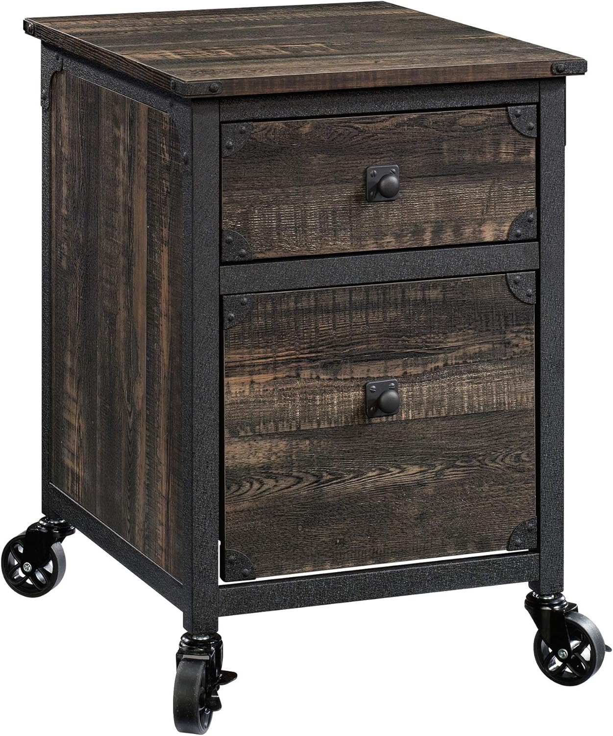 Sauder Steel River File Pedestal, L: 20.87" x W: 23.86" x H: 26.58", Carbon Oak Finish