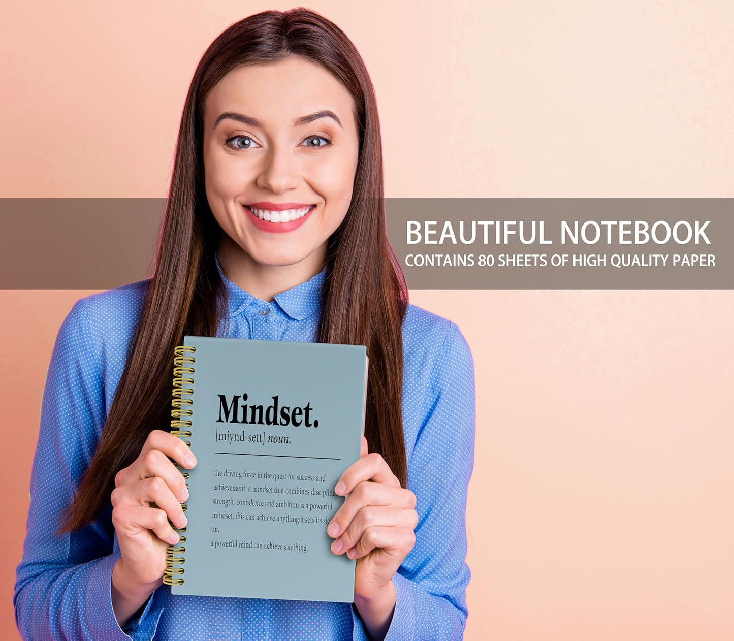 Knibeo Mindset Inspirational Notebooks Journal - Anti Anxiety Notebook, 5.5×8.3 Inch Inspirational Spiral Bound Notebook with 164 Pages, College School Supplies(Wathet)