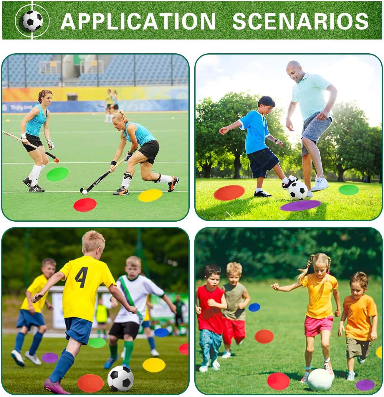 Spot Markers 9 Inch 10 Inch Non-Slip Rubber Agility Markers for Football, Basketball Training Markers, Dance Practice and Drills with Flat Cones Points