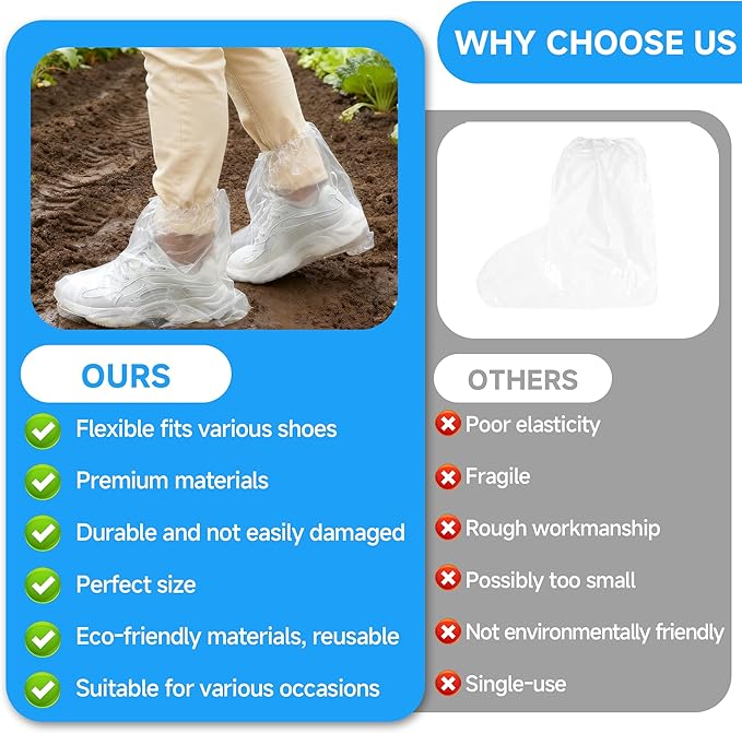 10 Pairs Pack Of Disposable Shoe Covers Transparent Disposable Waterproof Plastic Shoes Protector Ponchos For Rain Indoors Boot Covers Travel Unisex For Adults Short Size Sturdy Secure Foot Covers