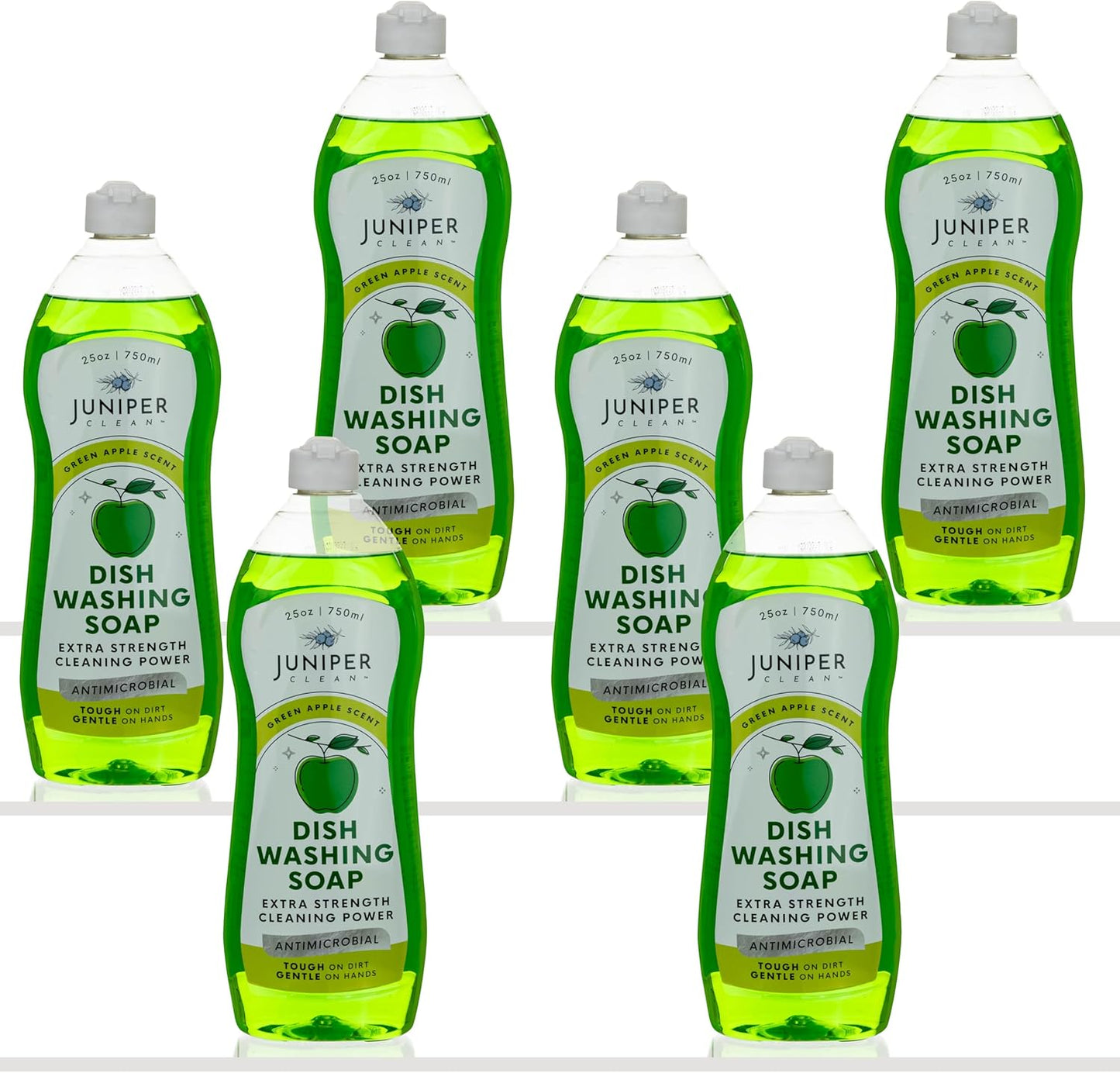Dish Soap, Green Apple Scent, Liquid Dish Washing Soap Squeeze Bottle 25 Fl Oz (Pack of 6)