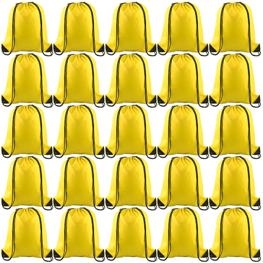 KUUQA 50Pcs Yellow Drawstring Backpacks - Bulk Gym Sports Travel Bags