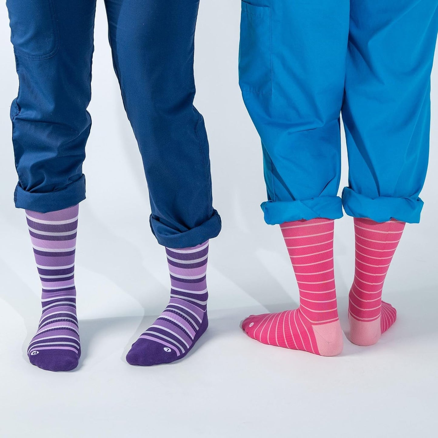 Medical Grade Compression Socks for Men & Women 15-20 mmHg by OrthoSleeve (Purple w/Stripes, Small)