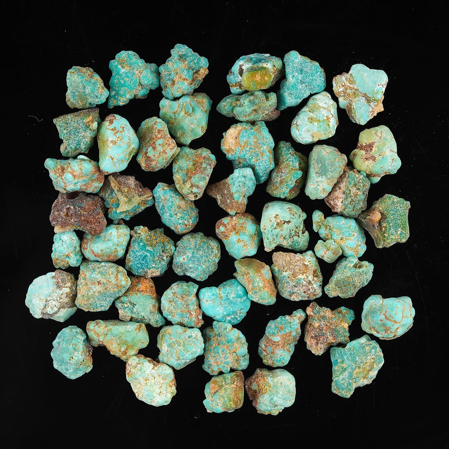 CRYSTALIS Wholesale Bulk 50pcs Arizona Copper Turquoise Natural Raw Crystals, Loose Gemstone Rough Jewelry Making Supply, Chakra Healing Stones, DIY, Gem Collection (70+ carats) (4-8mm)