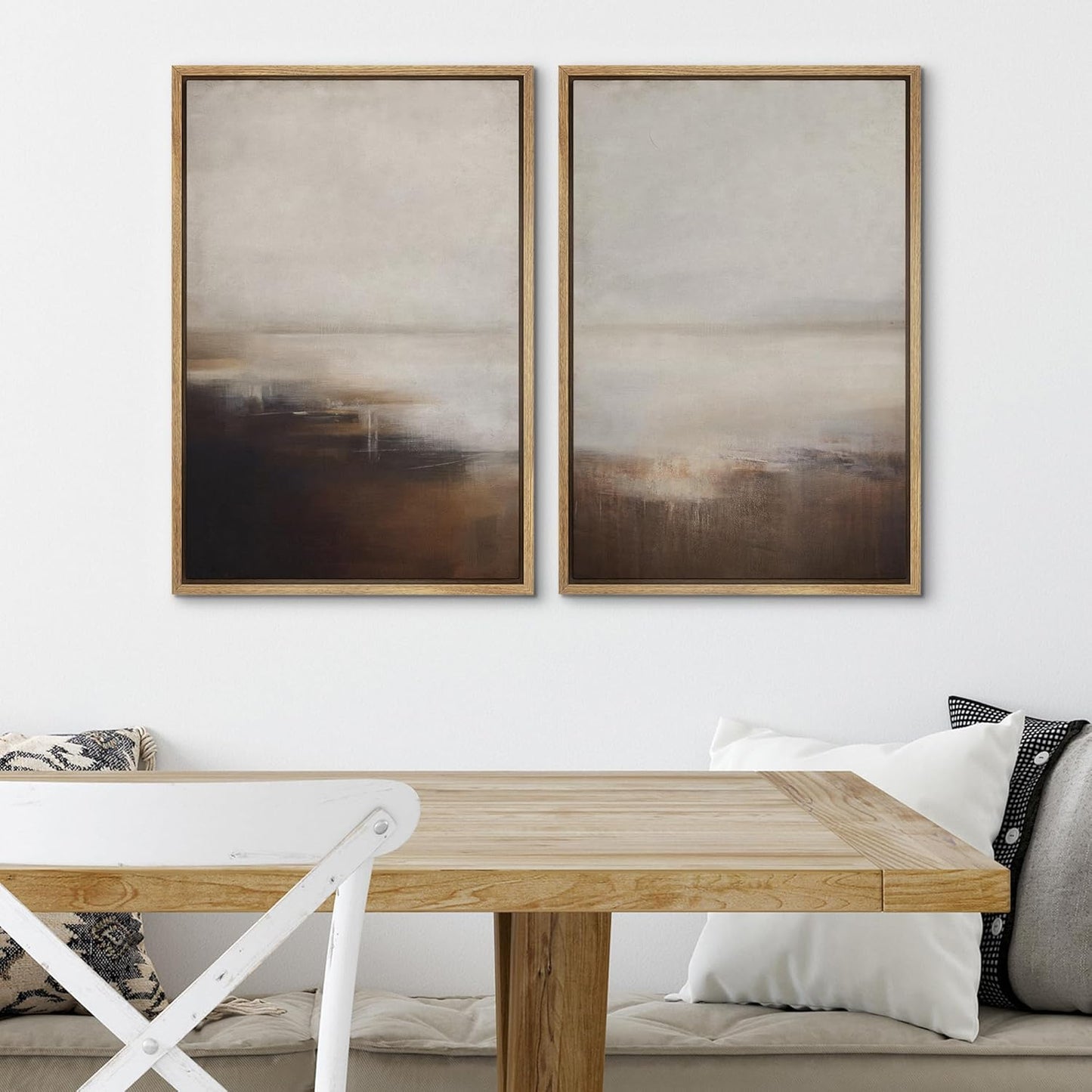 SIGNWIN Framed Canvas Print Wall Art Neutral Landscape Subtle Brown and Gray Tones Illustrations Modern Art Decorative Contemporary for Living Room, Bedroom, Office - 16"x24"x2 Natural
