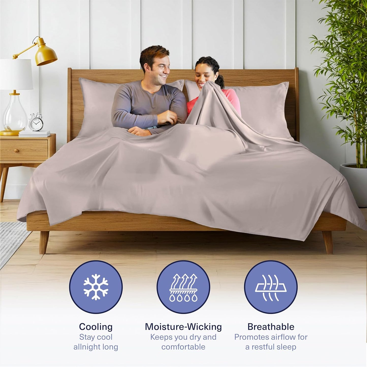 Kickoff Viscose Bamboo Sheets King Size 4-pc 100% Organic Bamboo Viscose Bed Cooling Sheets King Size Set Cool Bedding for hot Sleepers Sheet, Flat, Fitted, Pillowcases (Grey Mist,K)