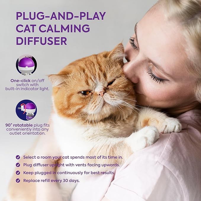 TopSum Cat Pheromones Calming Diffuser: Cat Calming Diffuser for Natural and Gental Behavior – Helps Reduce Scratching Peeing Meowing Hiding Urine Marking Aggression