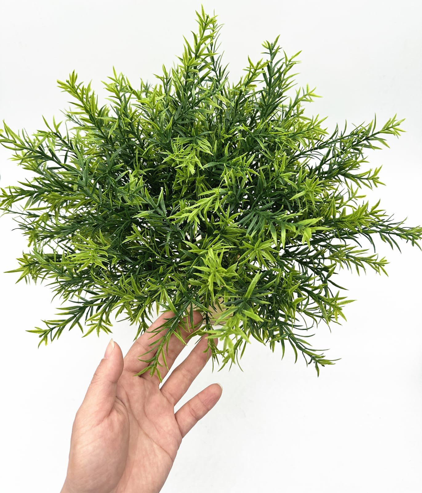 Artificial Rosemary Plants, Fake Plant Bushes Plastic Greenery Grass Faux Shrubs for Home Decor Kitchen Bathroom Farmhouse Room Shelf Desk Coffee Table Vase Pot Planter Filler DIY Decorations 6 Pack