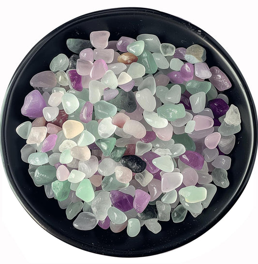 SigMntun Polished Fluorite Crystal Chips 200 Pcs - 0.3" 10 oz Tumbled Stone Chips Crushed Sea Glass Stones Healing Reiki Crystal Jewelry Making Home Decoration