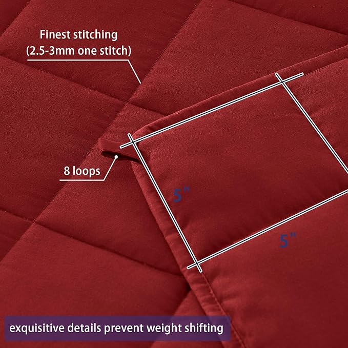 yescool Weighted Blanket for Adults (17 lbs, 60" x 80", Red) Cooling Heavy Blanket for Sleeping Perfect for 110-130 lbs, Queen Size Breathable Blanket with Premium Glass Bead, Machine Washable