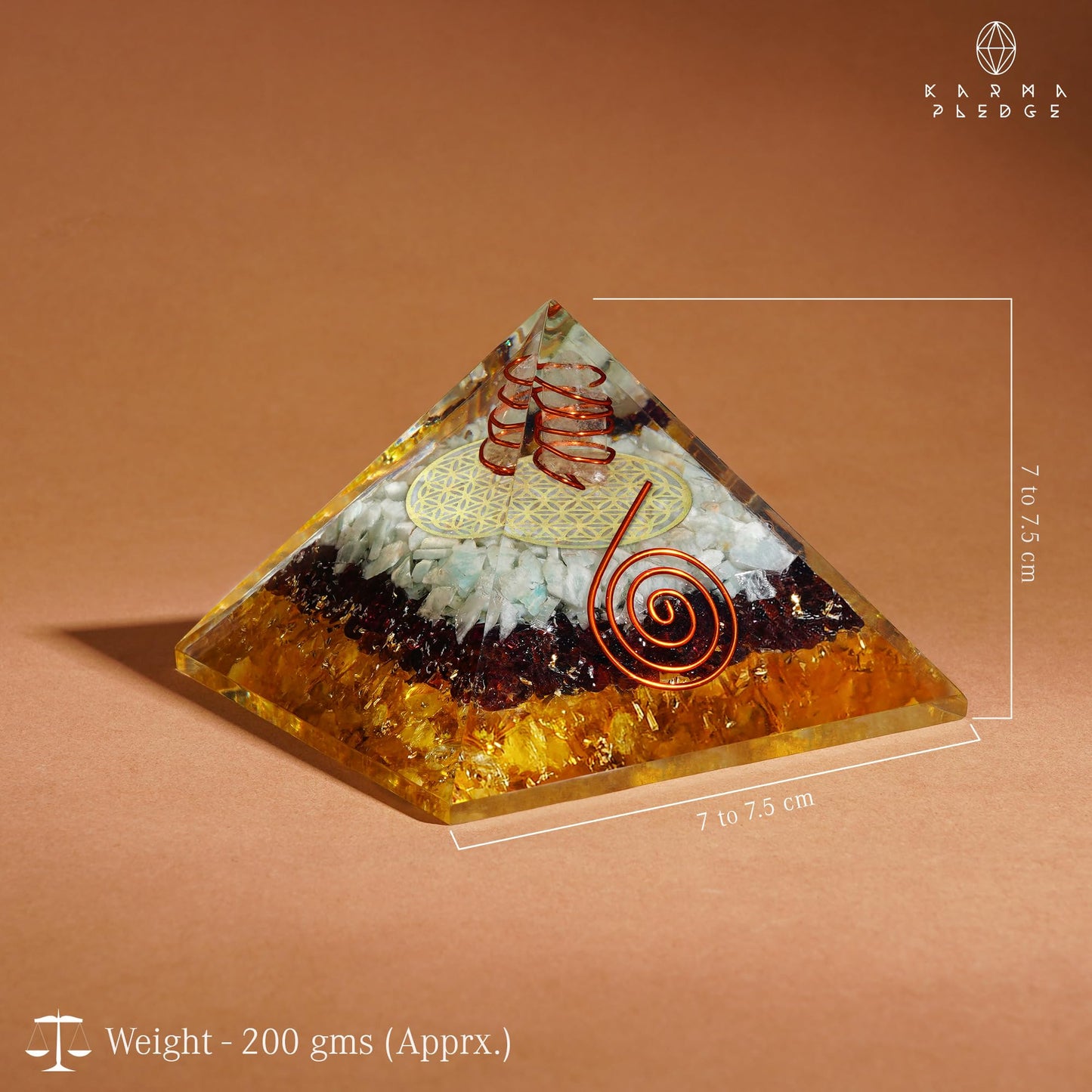 Chakra Healing Crystal Pyramid, Unique Birthday Gifts for Womens, Mom, Love One, Citrine Clear Quartz Orgonite Orgone Pyramid for Meditation, Balance, Positive Energy, Success, Office Desk Decor