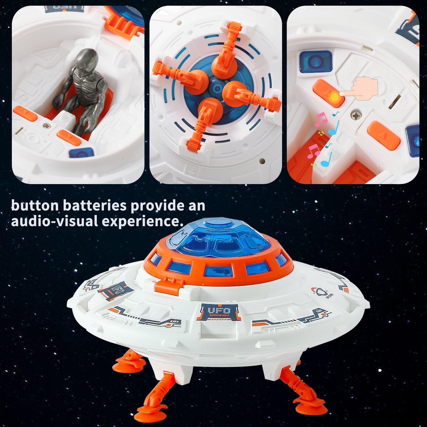 Wbzle UFO Toy Space Toy Playset with Alien and Astronaut, Spaceship Toys with Lights and Sound, Exploration Toy Set for Toddler Boys 3-5, Outer Space Birthday Gift