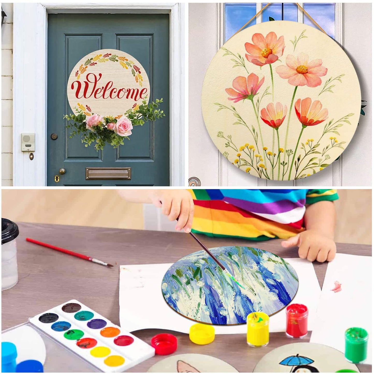 24 Pack 12 Inch Wood Rounds Unfinished Basswood Plywood Wooden Sheets Blank Wood Circle for Crafts Painting School Projects Door Hanger Wood Burning