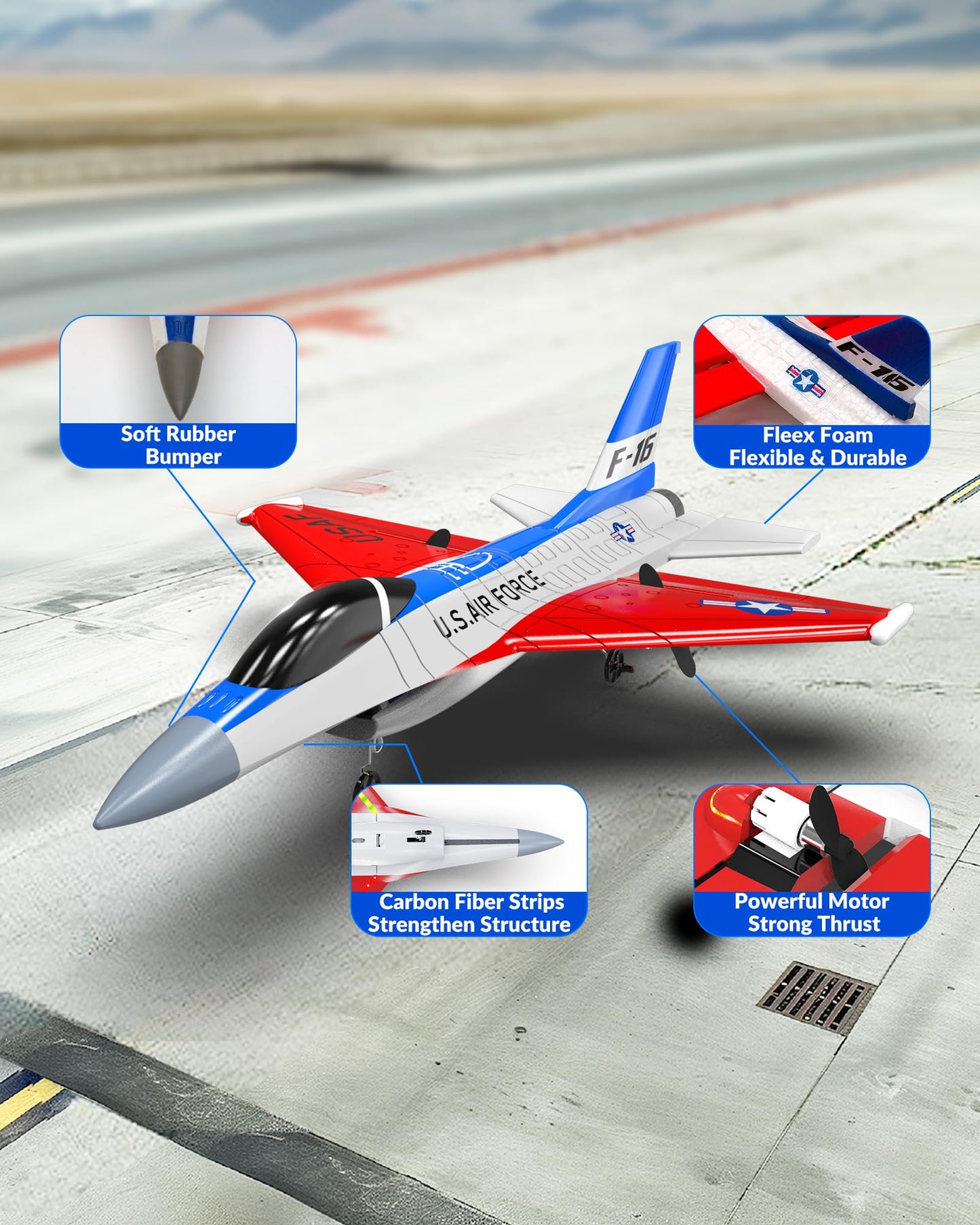 volantexrc Foam Remote Control Airplanes 3CH RC Planes forAdults, RC Airplane Fighter Jet with 6-axis Gyro, 2.4GHz RTF Radio Controlled Aircraft Easy to Fly for Beginners (F-16 Falcon)